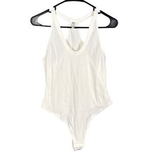 Intimately Free People Ribbed Stretch Bodysuit Off White SZ L NWOT Summer Layers